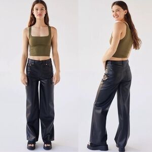 Urban Outfitters faux leather wide leg pants high waist